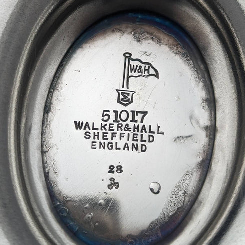 1902 British antique silver plate large basket Walker and Hall